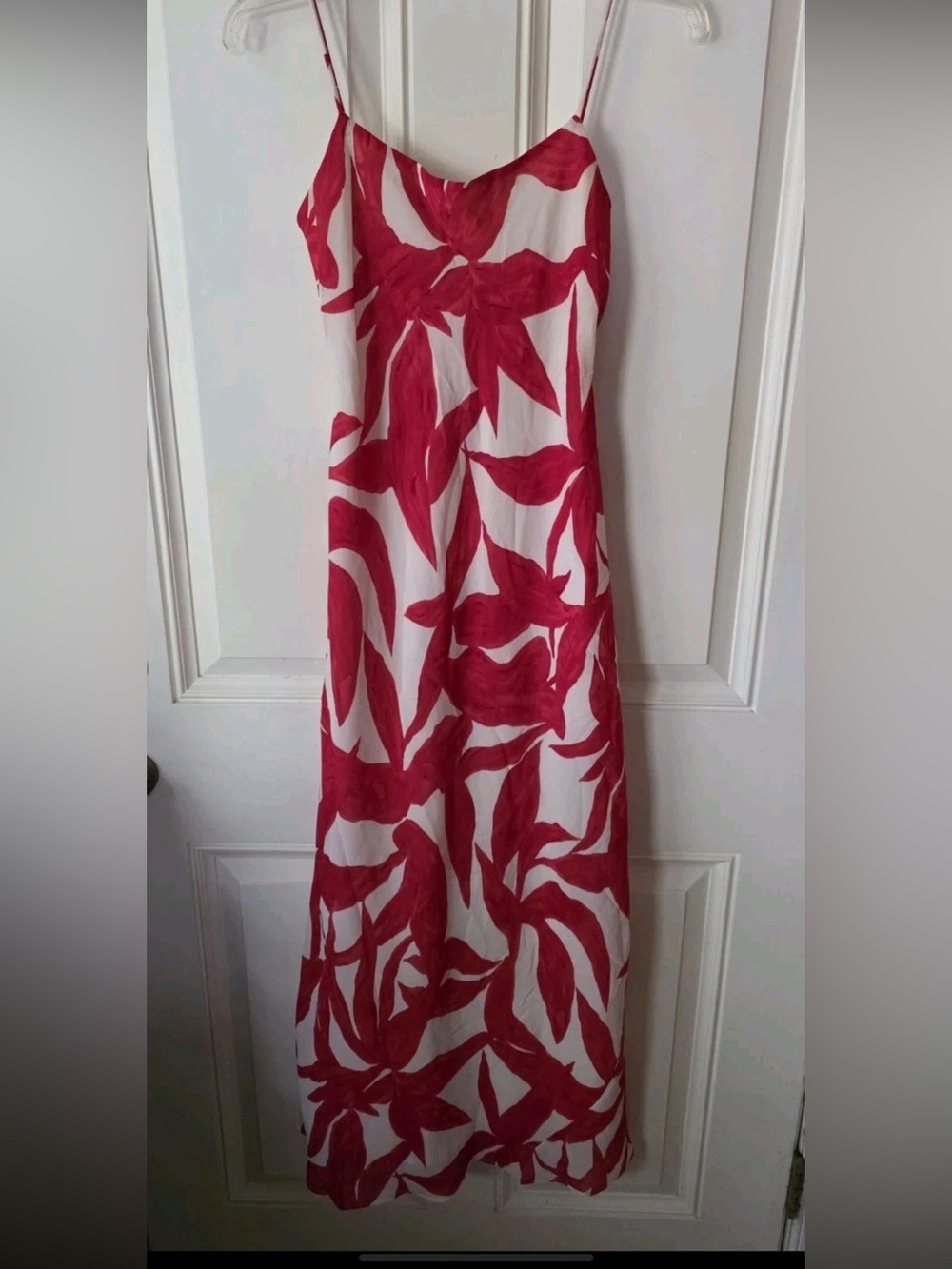 Y2K Vintage Floral Maxi Dress Red White Slip Sundress Size 4 fits more size 2